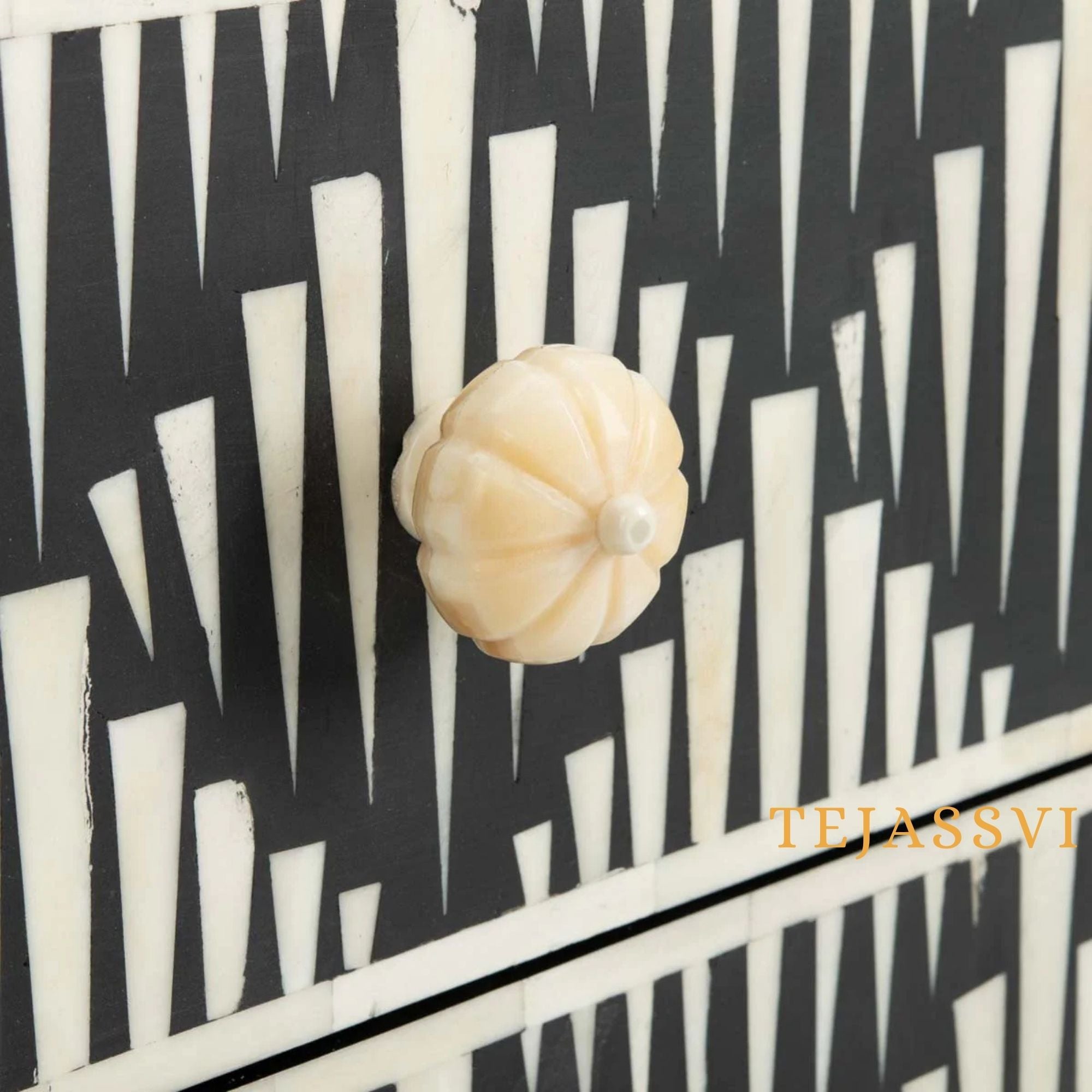 Handmade Bone Inlay Bedside Table For Black Color, Bone Inlay Table ,  Strip Design Bedside Table, Bone Inlay Cocktail Table