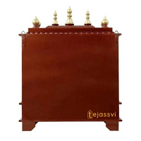 Large Wooden Temple for Home with Doors | Wall Mounted Pooja Mandir | Handmade Brown Prayer Altar for Diwali