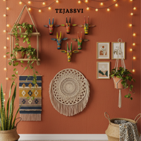 SET of 6 Wooden Painted Cow Head 15 Inches | Bull | Nandi Head Mask Wall Décor. Wooden Wall Hanging. Ethnic Indian Art.