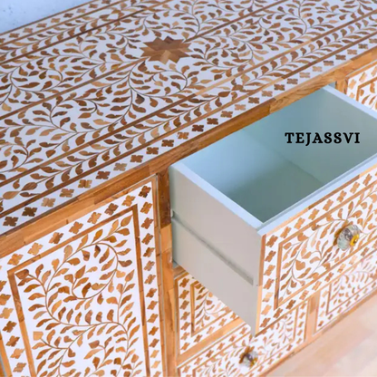 Handmade Wood Inlay Sideboards / Wood Inlay Console / Wood Inlay Chest of Drawer / Luxury Furniture / Wood Inlay Cabinet with Door & Drawer .
