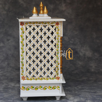 Handcrafted Wooden Pooja Mandir with Door | Large Wall Hanging Temple for Home | Brown Wooden Prayer Altar