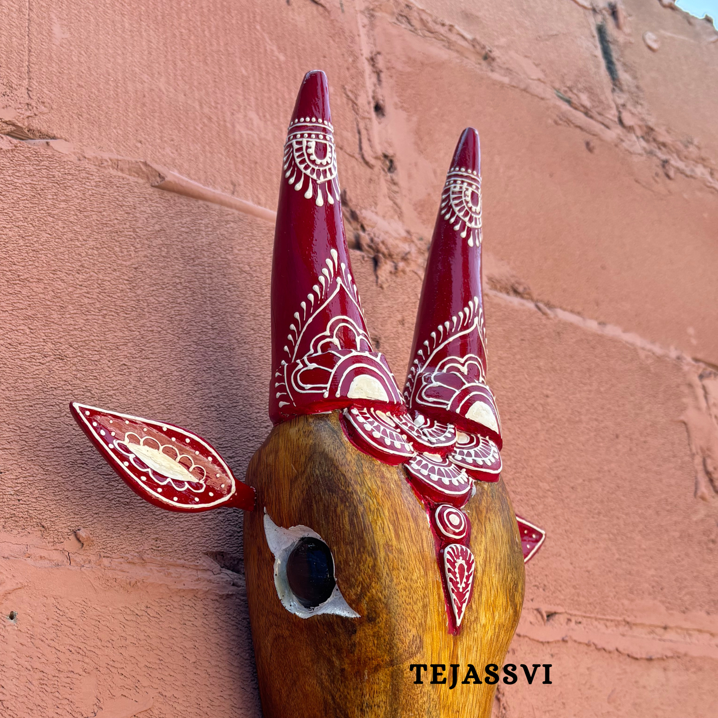 16 Wooden Cow Head | Bull | Nandi Head Mask Wall Décor. Wooden Wall Hanging.Ethnic Indian Art Best Minimalist Gift Idea for Christmas/Diwali