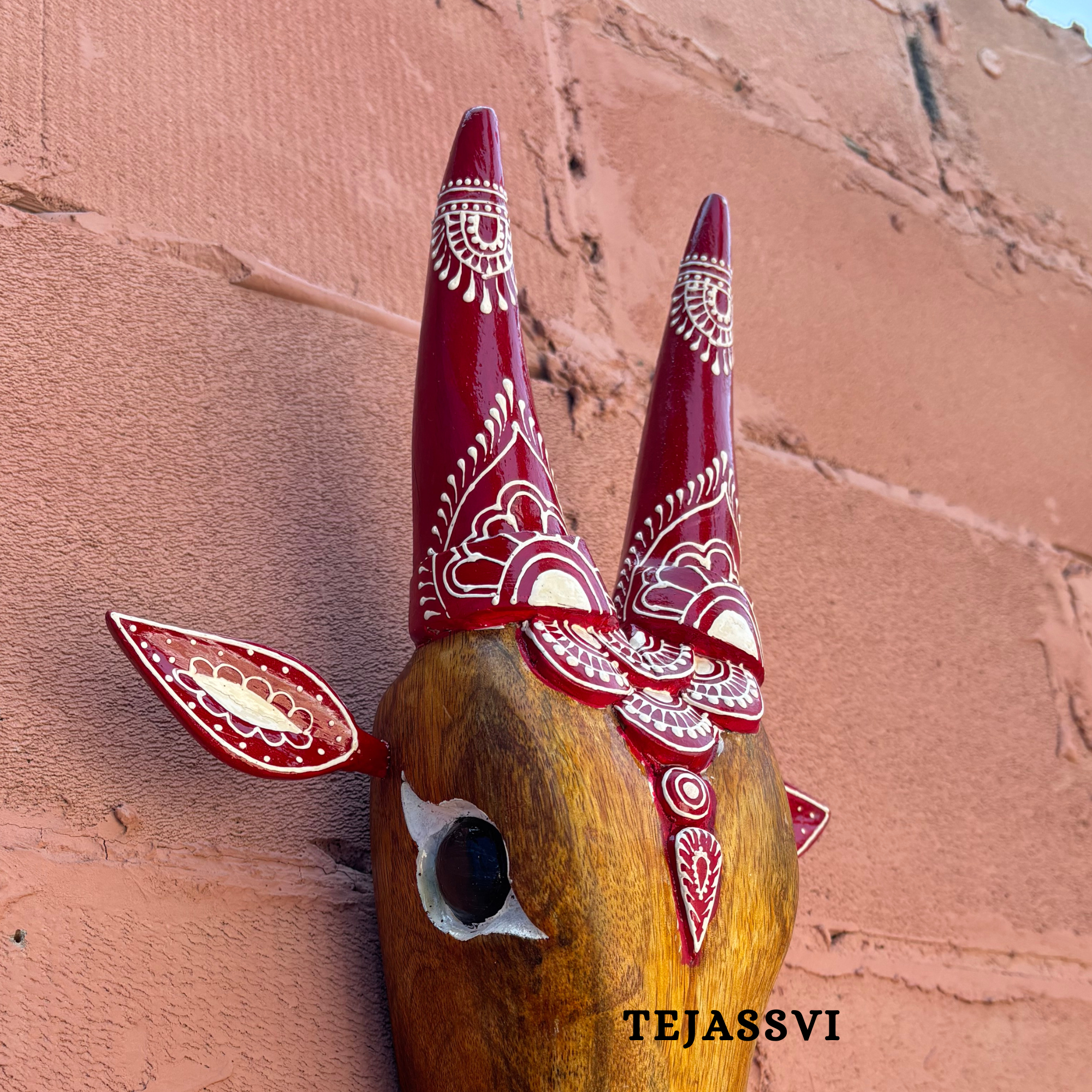 Wooden Cow Head | Bull | Nandi Head Mask Wall Décor. Wooden Wall Hanging.Ethnic Indian Art Best Minimalist Gift Idea for Christmas/Diwali