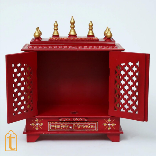 Handcrafted Wooden Temple Mandir: Indian Pooja Ghar, Wall Mount Decor