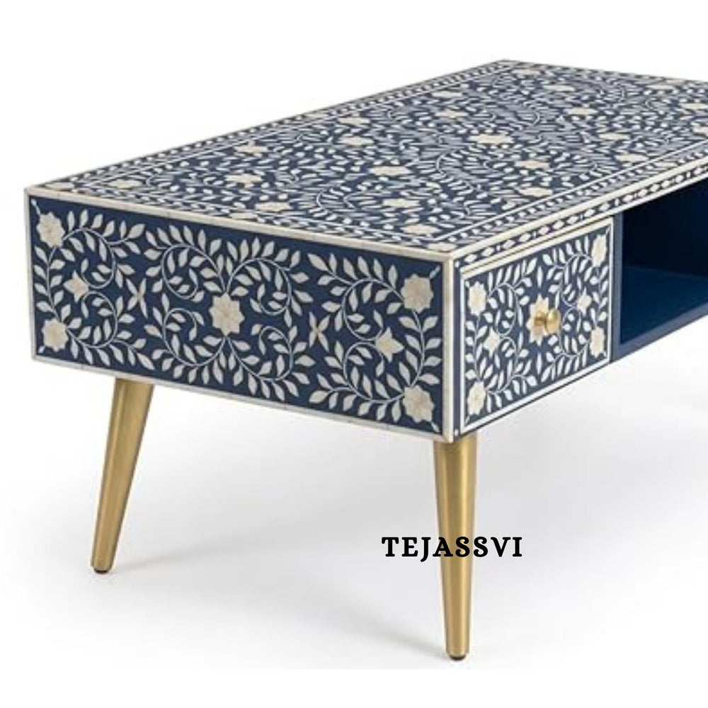 Wood Inlay Coffee Table / wood Inlay Coffee Table / Coffee Table / Floral Design Centre Table / wood Inlay Cocktail Table .