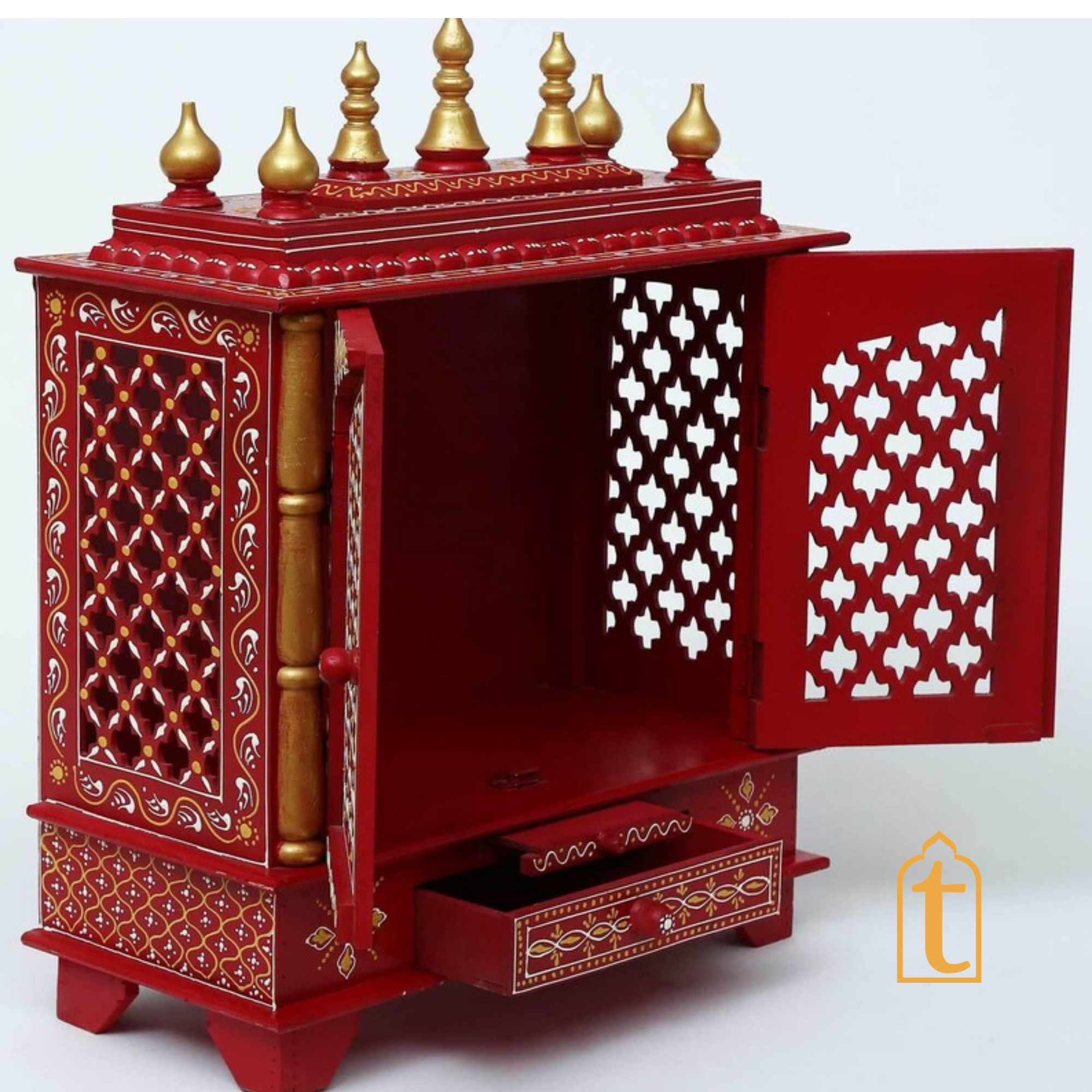 Handcrafted Wooden Temple Mandir: Indian Pooja Ghar, Wall Mount Decor