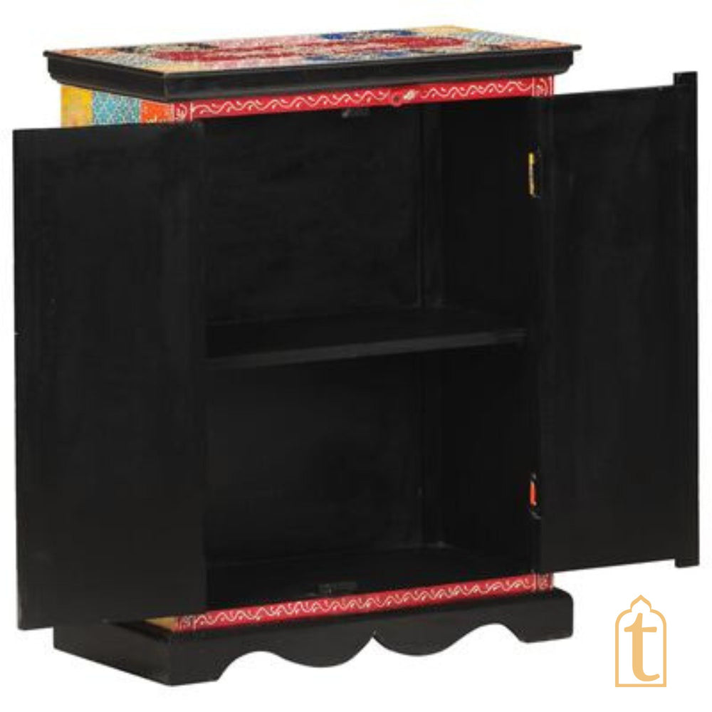 Wooden Indian Beautiful Hand Painting Side Board / Handmade Furniture / Side Table Indian Handicrafts Décor / Home Cupboard / Storage Cabinet.