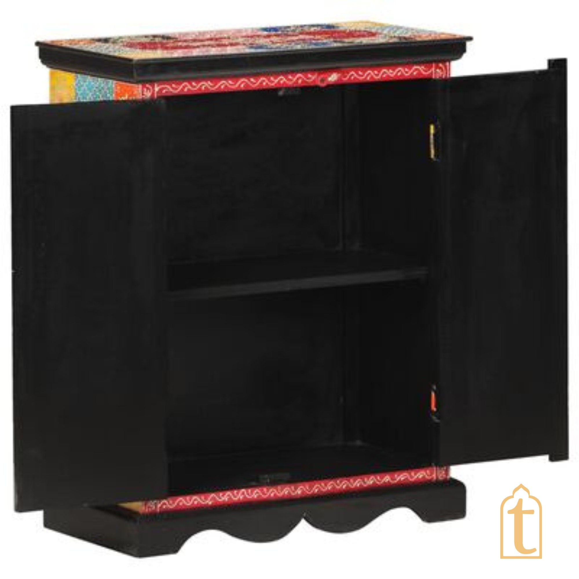 Wooden Indian Beautiful Hand Painting Side Board / Handmade Furniture / Side Table Indian Handicrafts Décor / Home Cupboard / Storage Cabinet.