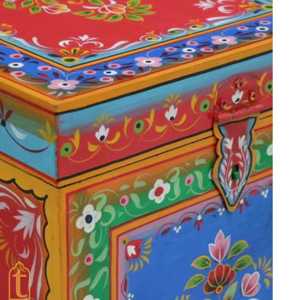 Indian Wooden Hand Painted Storage Trunk / Treasure Chest / Wooden Furniture Home and living / Painted Storage Hand Painted Indian Jewelry / Treasure Box.