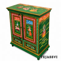 Indian Floral Designed Side Storage / Big Cabinet / Hand Painted Furniture / Wooden Big Cabinet / Living Room Furniture.