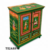 Indian Floral Designed Side Storage / Big Cabinet / Hand Painted Furniture / Wooden Big Cabinet / Living Room Furniture.