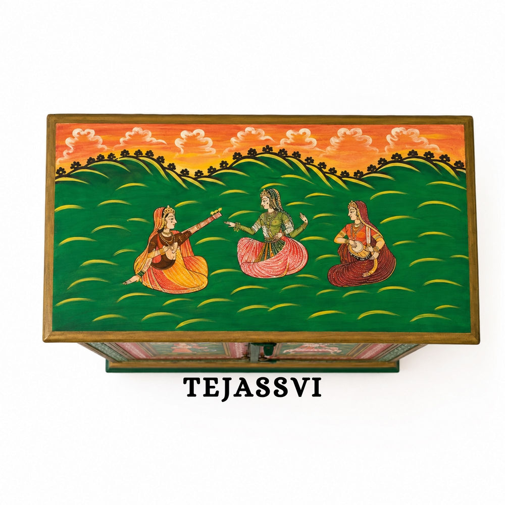 Indian Floral Designed Side Storage / Big Cabinet / Hand Painted Furniture / Wooden Big Cabinet / Living Room Furniture.