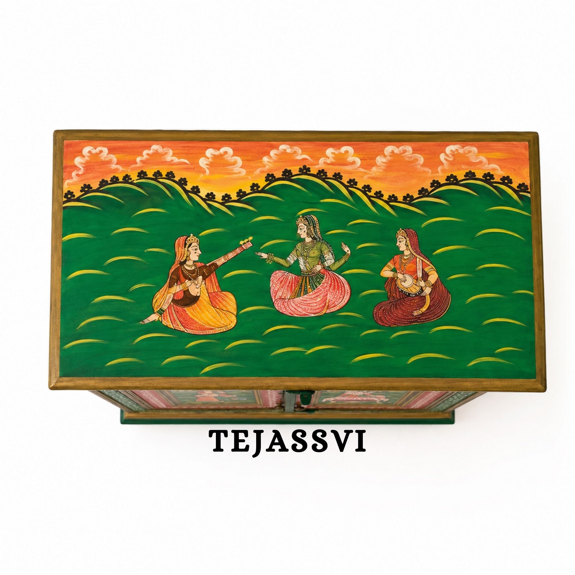 Indian Floral Designed Side Storage / Big Cabinet / Hand Painted Furniture / Wooden Big Cabinet / Living Room Furniture.