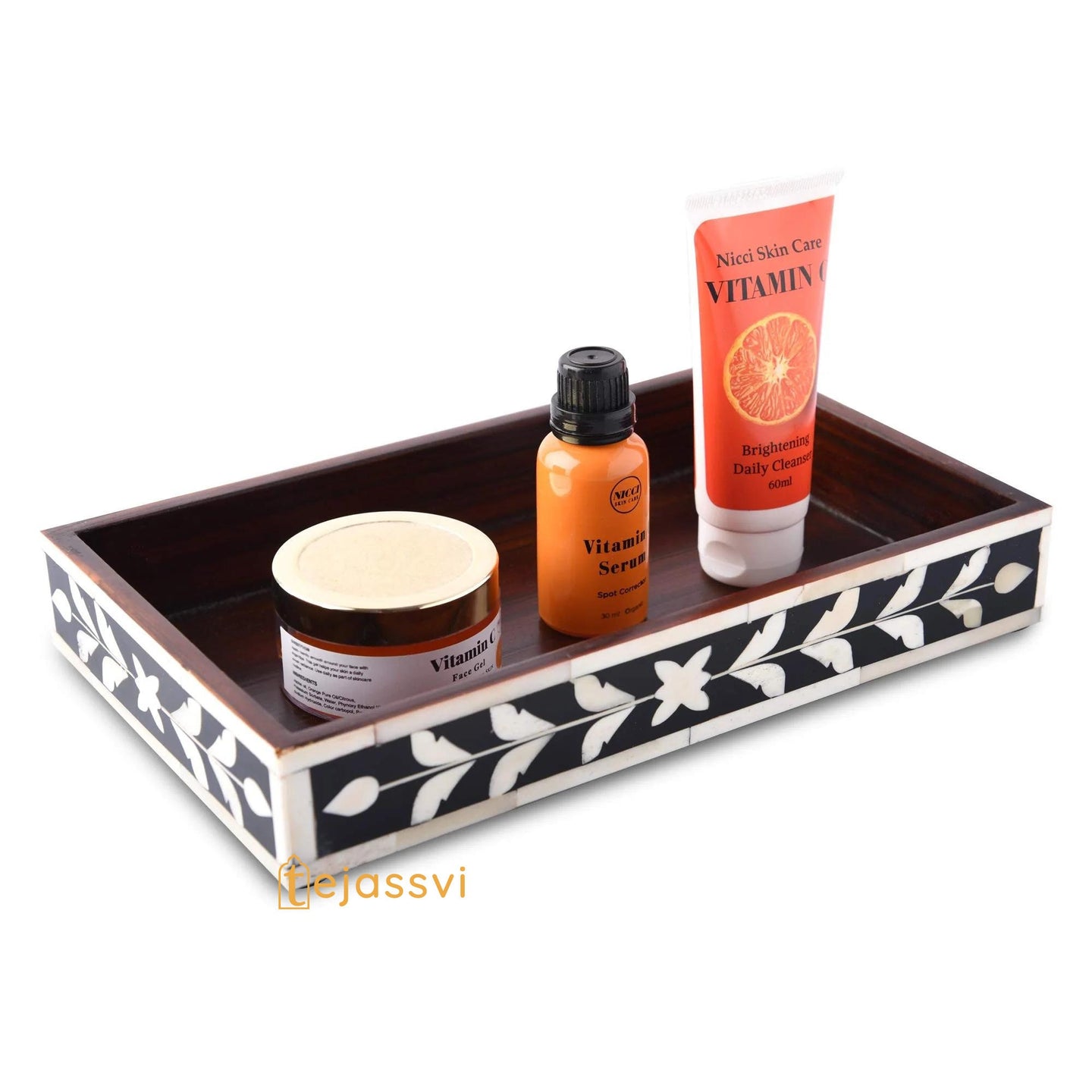 Bathroom Tray Parlour Whist Pattern Black & White 10x6 Inch | Bone Inlay  Serving Tray, Bone Inlaid Rectangular Tray , Decorative tray
