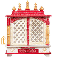 Handcrafted Wooden Temple Mandir: White & Gold Pooja Ghar with Hanging