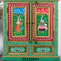 Indian Floral Designed Side Storage / Big Cabinet / Hand Painted Furniture / Wooden Big Cabinet / Living Room Furniture.