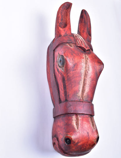 Wooden Horse Head Wall Hanging | Solid Wood Horse Head Wall Décor | Antique Wooden Horse Statue / Handmade Hand Carved Horse.
