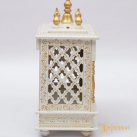 Handmade Wooden Mandir for Home | Wall Hanging Temple with Door | Large Brown Prayer Altar & Pooja Ghar