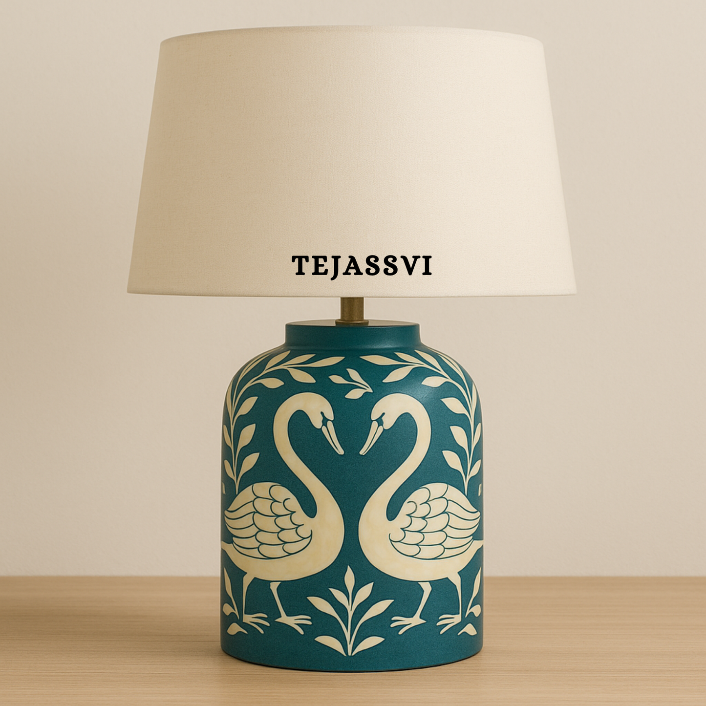 Wooden Bone Inlay Floral and swan Pattern Lamp for Bedroom / Bone Inlay Bed Room Lamp / Bedroom Décor Lamp / Handmade Inlay Table Lamp Home Decor Accent Light