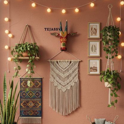 Wooden Painted Cow Head | Bull | Nandi Head Mask Wall Décor. Wooden Wall Hanging. Ethnic Indian Art.