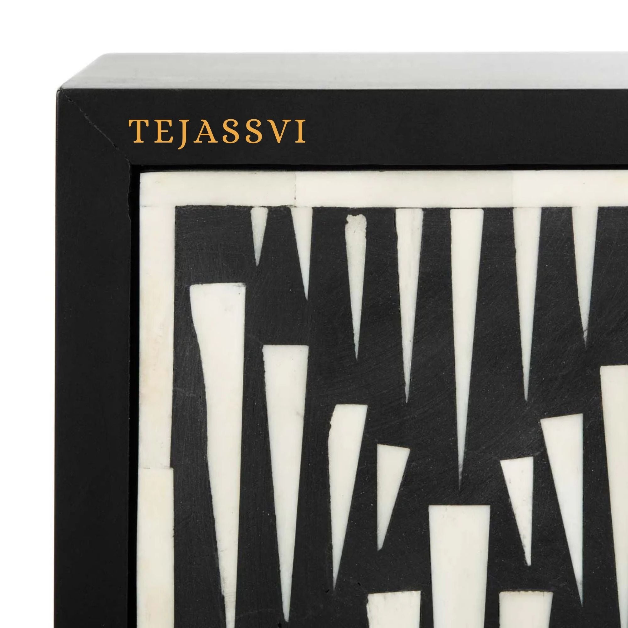 Handmade Bone Inlay Bedside Table For Black Color, Bone Inlay Table ,  Strip Design Bedside Table, Bone Inlay Cocktail Table