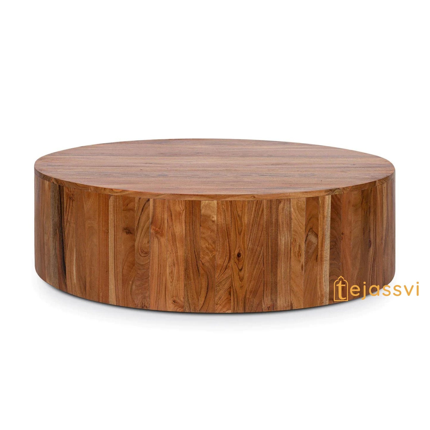 Handmade natural wooden Round coffee table | Wooden center table for living area | Modern cocktail table | Indian wooden luxury furniture.