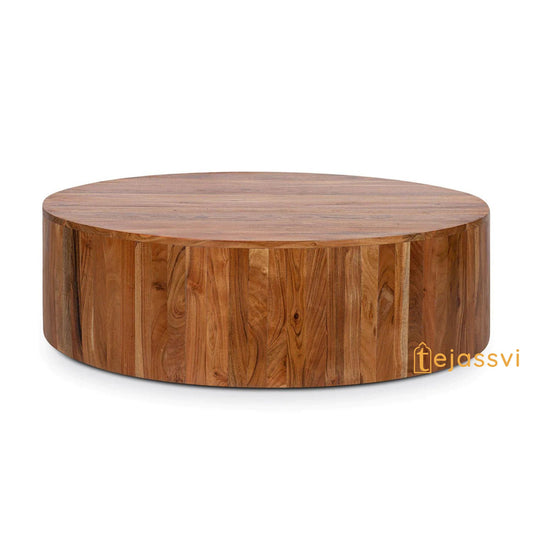 Handmade natural wooden Round coffee table | Wooden center table for living area | Modern cocktail table | Indian wooden luxury furniture.