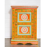 Hand-painted Bedside Wooden Table in Rajasthani Artistry with Uniquely Designed Beautiful / Side Table / Indian Flower Stand Table / Nightstand.