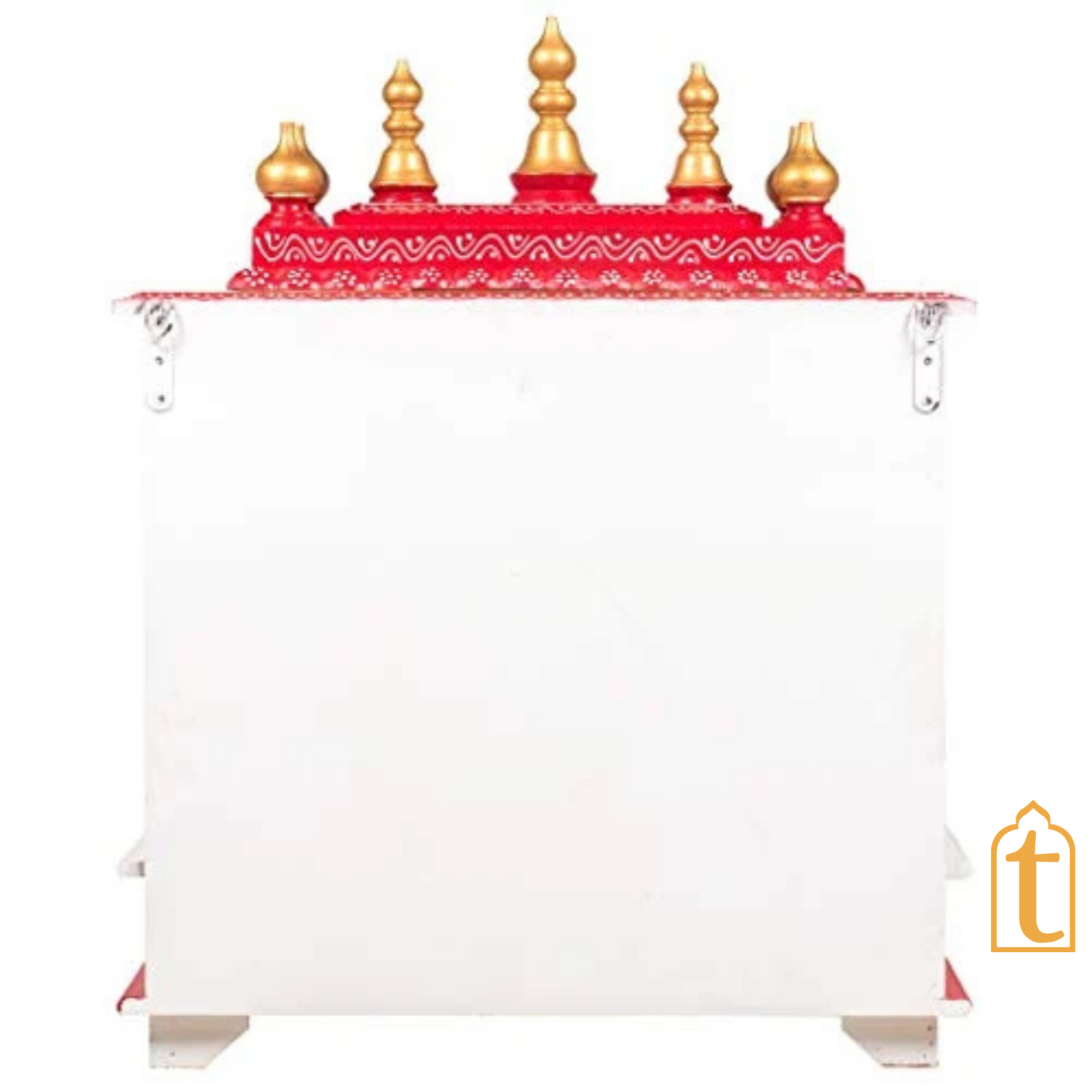 Handcrafted Wooden Temple Mandir: White & Gold Pooja Ghar with Hanging