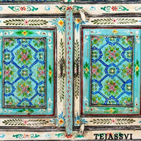 Wooden Indian Floral designed Side Storage / Cabinet | Bedside, Side Table, Hand Painted, Wooden Big Cabinet, Living Room Furniture, Fine Panting.