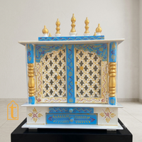 Handcrafted Wooden Temple Mandir: White Pooja Ghar with Drawers