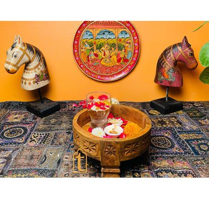 Wooden Chakki Table / Indian Carved Coffee Table / Indian Handicraft Coffee Table / Grinder Coffee Table / Garden Coffee Table.