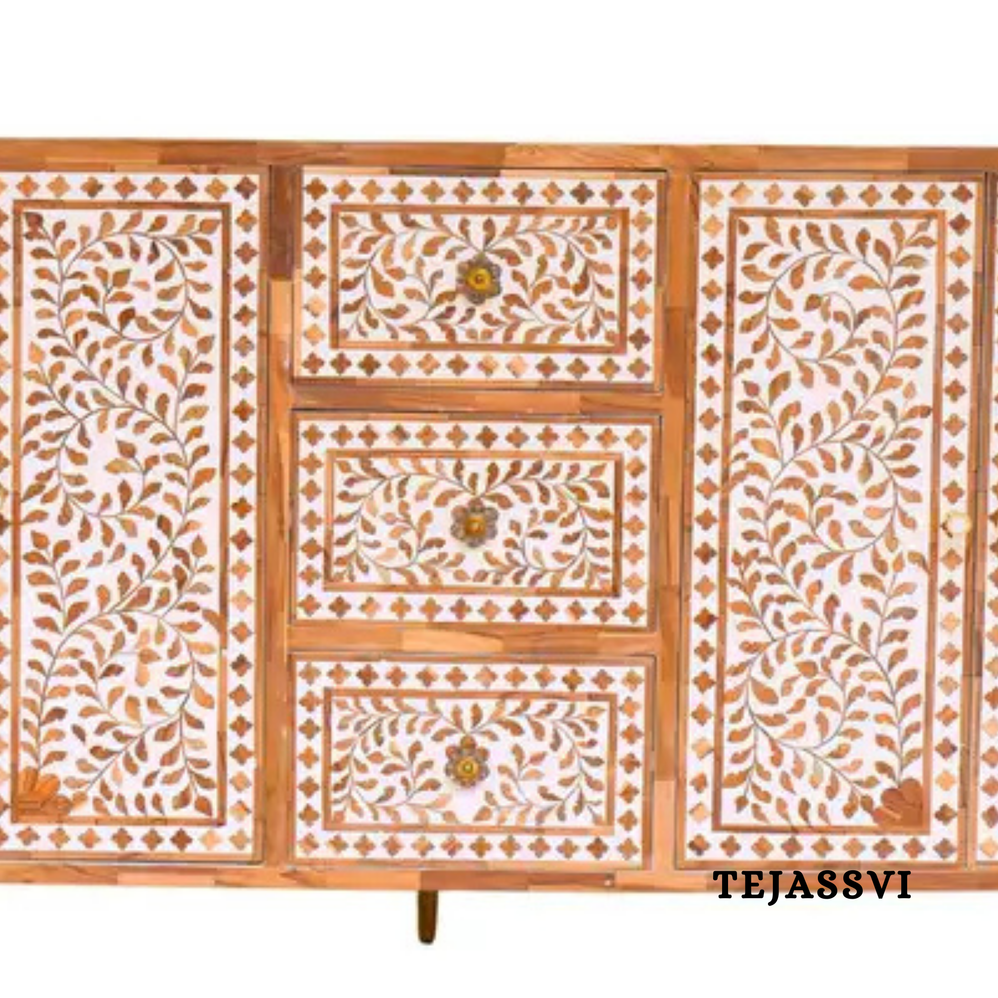 Handmade Wood Inlay Sideboards / Wood Inlay Console / Wood Inlay Chest of Drawer / Luxury Furniture / Wood Inlay Cabinet with Door & Drawer .