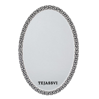 Bone Inlay Floral Design Black Rectangle Wall Hanging Mirrors For House Décor