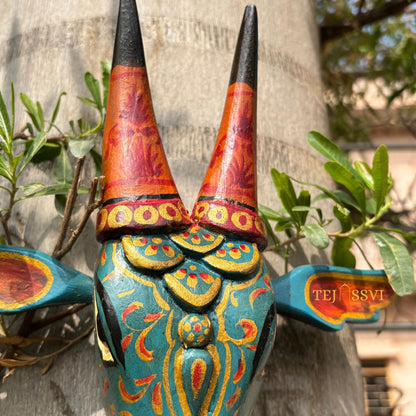 Wooden Cow Head | Bull | Nandi Head Mask Wall Décor / Wooden Wall Hanging / Ethnic Indian Art Best Minimalist Gift Idea for Christmas/Diwali.