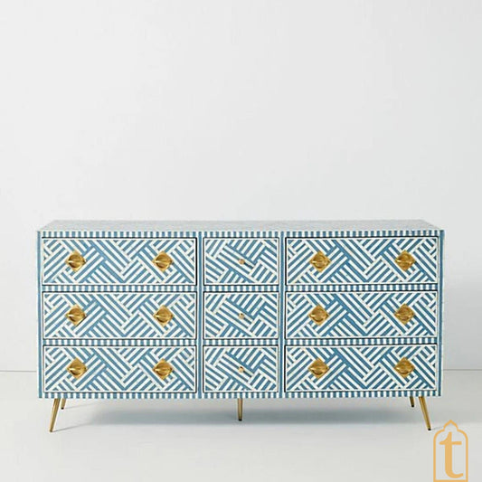 Bone inlay Buffet/Large Dresser Bone inlay 9 Drawer Dresser/Bone Inlay Sideboard/Bone Inlay Moroccan Chest of 9 Drawer/Bone Inlay Furniture,