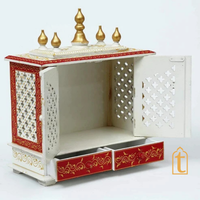 Handcrafted Wooden Temple Mandir With Drawer Wall Hanging Pooja Ghar