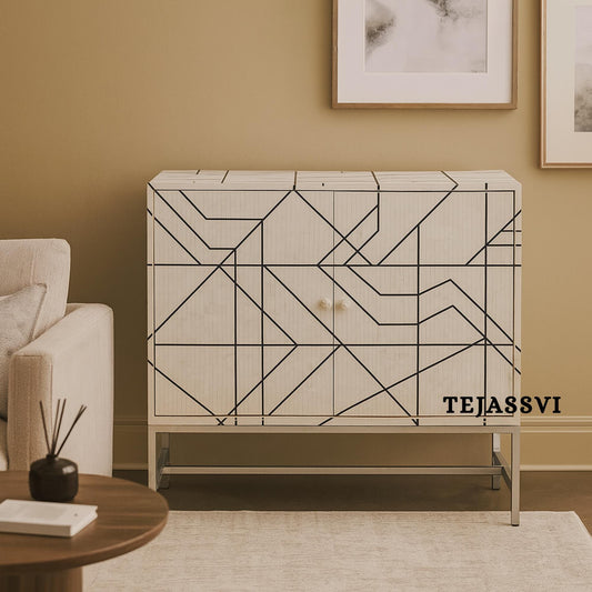 Indian Luxury Buffet Table wooden Handmade Bone Inlay Sideboard With Two Door | Media Console TV Unit/Storage Cabinet |/cabinet/MOP console