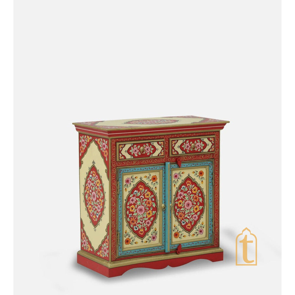 Hand-painted Wooden Chest of Drawers | Side Table | Chest of Drawers for Living Room / Traditional Side Table with Drawers / Wooden Furniture.
