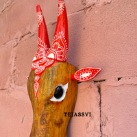 Wooden Cow Head | Bull | Nandi Head Mask Wall Décor. Wooden Wall Hanging. Ethnic Indian Art Best Minimalist Gift Idea for Christmas/Diwali