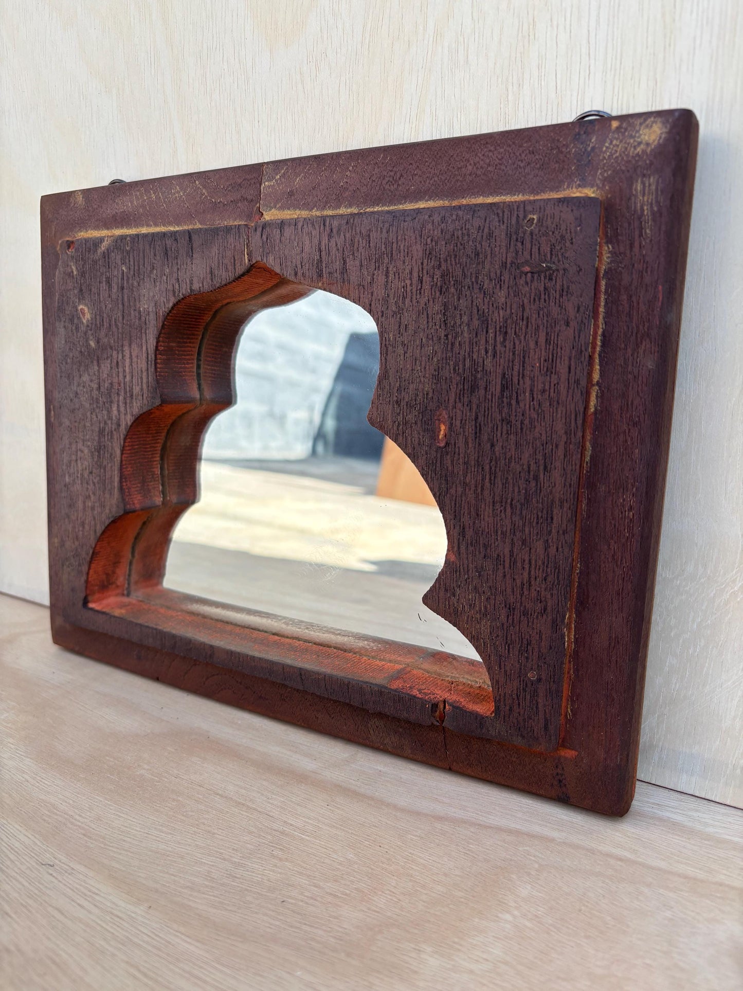 antique wooden mirror wall hanging for decoration.