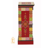 Hand Painted Solid Wood Embossed Bedside Cabinet In Multi Color, Nightstand hand paint night lamp stand.