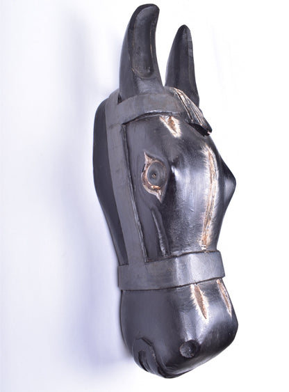 Wooden Horse Head Wall Hanging | Solid Wood Horse Head Wall Décor | Antique Wooden Horse Statue / Handmade Hand Carved Horse.