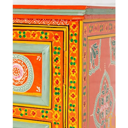 Hand-painted bedside wooden Table in Rajasthani artistry with Uniquely Designed Beautiful/Side Table/Indian Flower Stand Table/Nightstand.