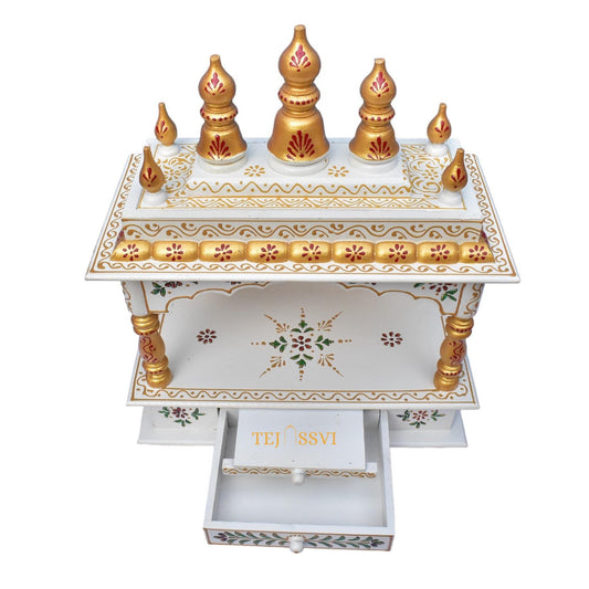 Wooden Open Temple Pooja Mandir | Beautiful Wall Hanging Small Wooden Temple for Home | Wooden Prayer Room Alter Shrine Handmade Pooja Ghar
