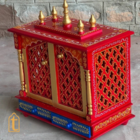 Handcrafted Wooden Pooja Room Temple: Wall Hanging Mandir, Home