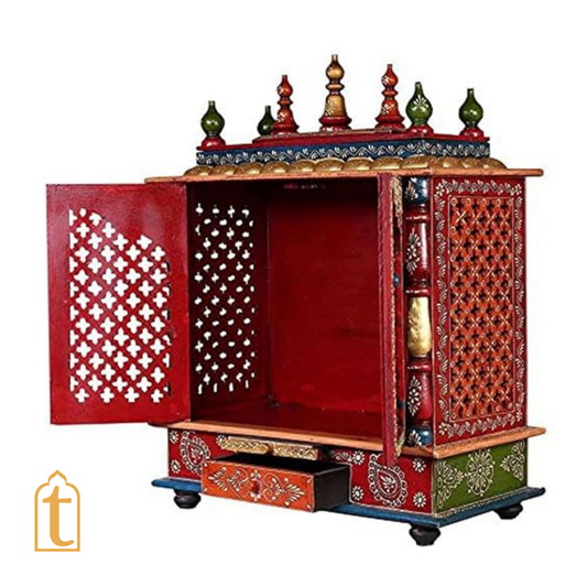 Handcrafted Wooden Pooja Room Temple: Wall Hanging Mandir, Home Decor Art