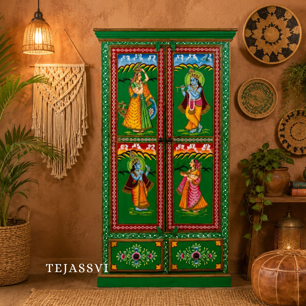 Wooden Hand Painted  Sideboard / Wooden Cabinet / Storage Side Boards / Hand made / Wooden Big Cabinet, Living Room Furniture, Fine Panting.