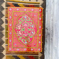 Handmade Hand Painted Bedside Table in Red & yellow / Home Décor Table / Hand painted Side Table / Indian Moroccan painted Furniture.