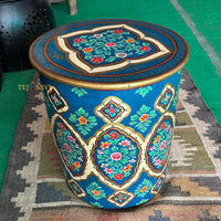 Hand-Painted Blue Wooden Table - Colorful Side Table / Unique Wood Coffee and Tea Table / Wooden Table | Hand Painted | living room | Side Table